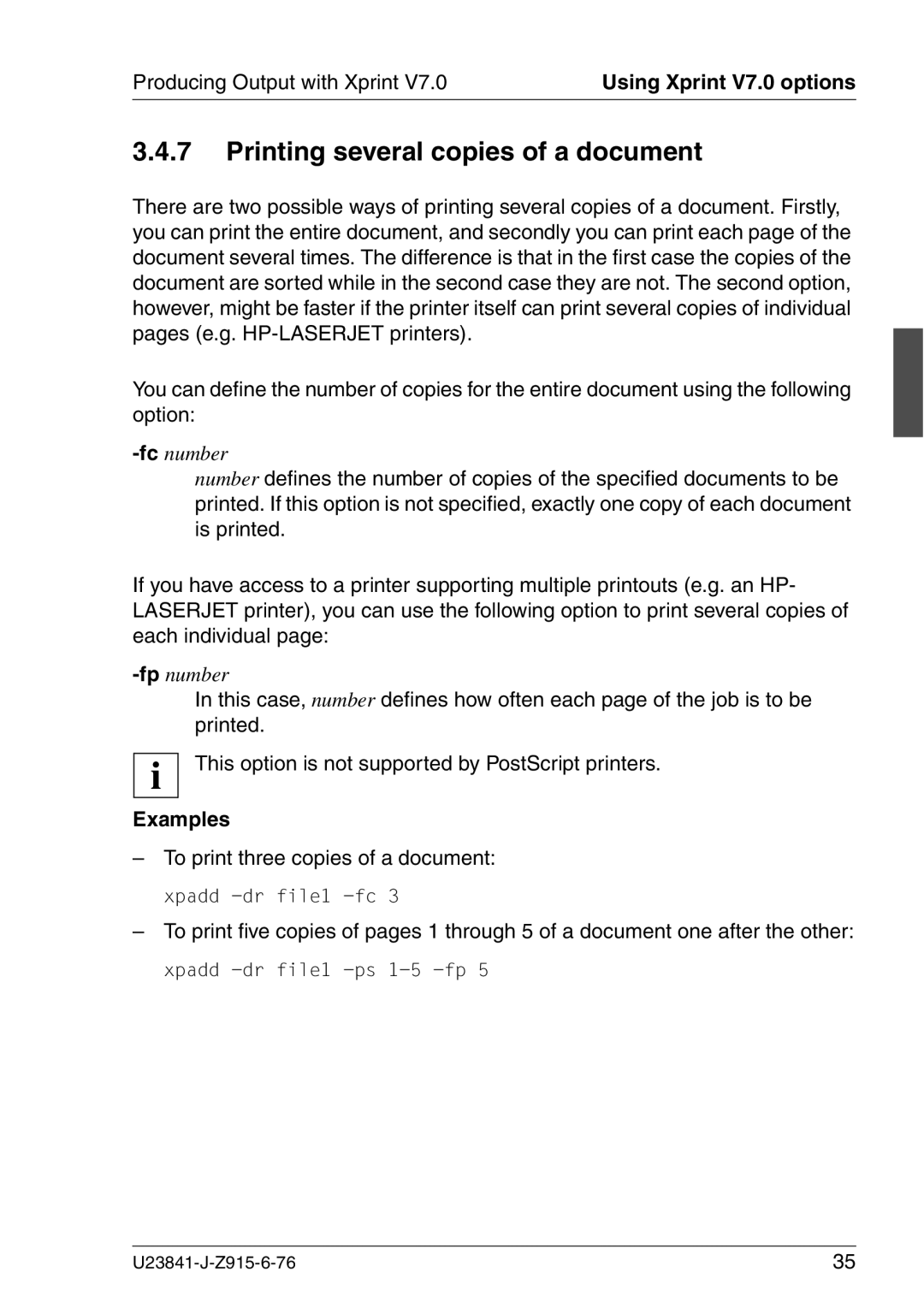 Mackie V7.0 manual Printing several copies of a document, Examples 