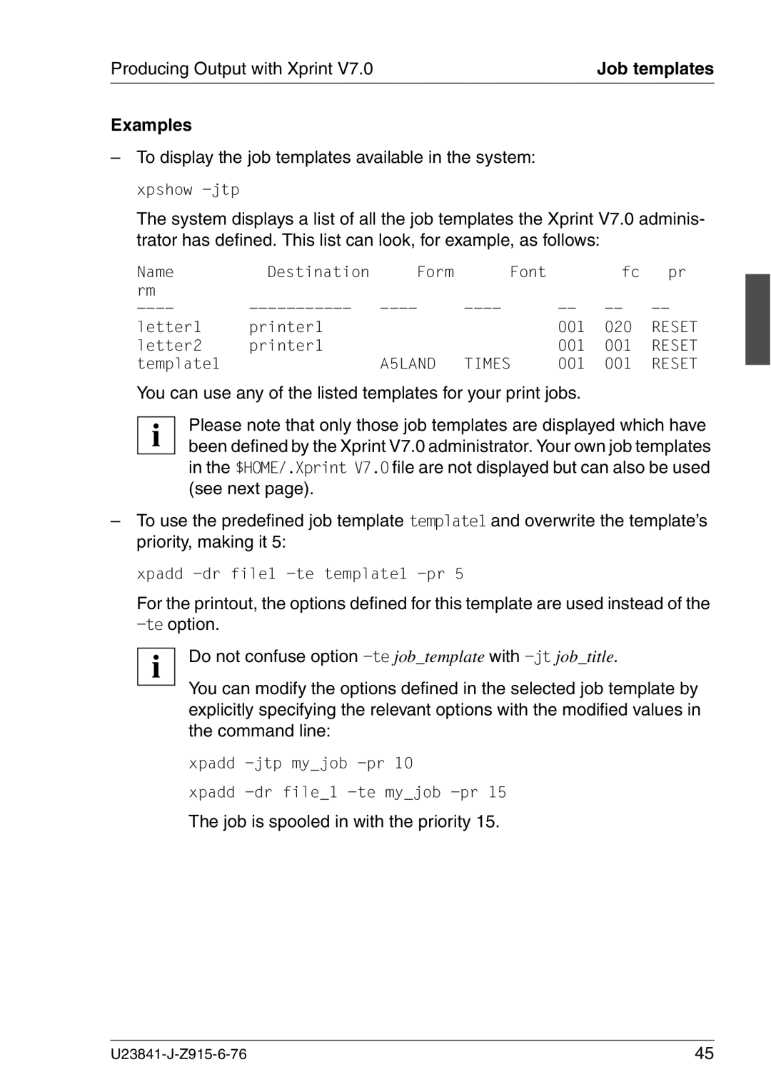 Mackie V7.0 manual Examples, Job is spooled in with the priority 