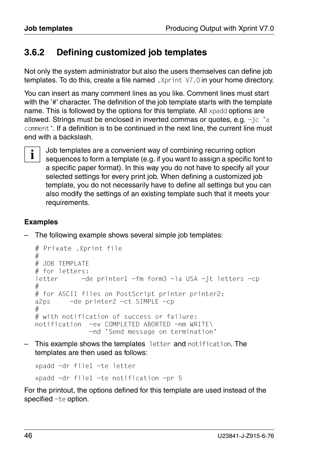 Mackie V7.0 manual Defining customized job templates, Following example shows several simple job templates 