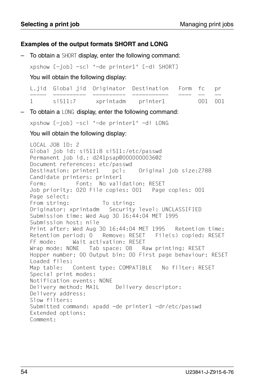 Mackie V7.0 manual Examples of the output formats Short and Long, You will obtain the following display 