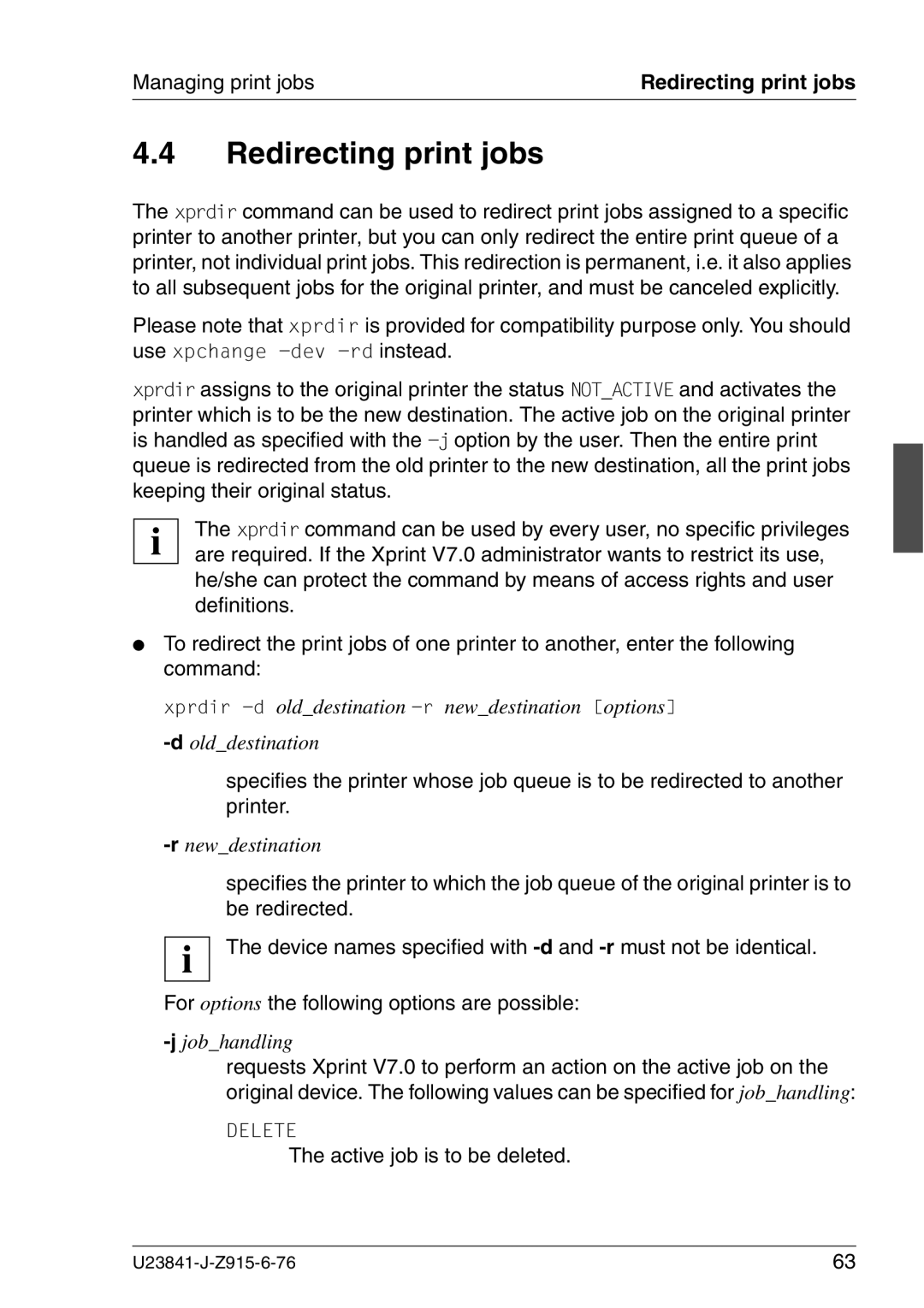 Mackie V7.0 manual Redirecting print jobs, Active job is to be deleted 