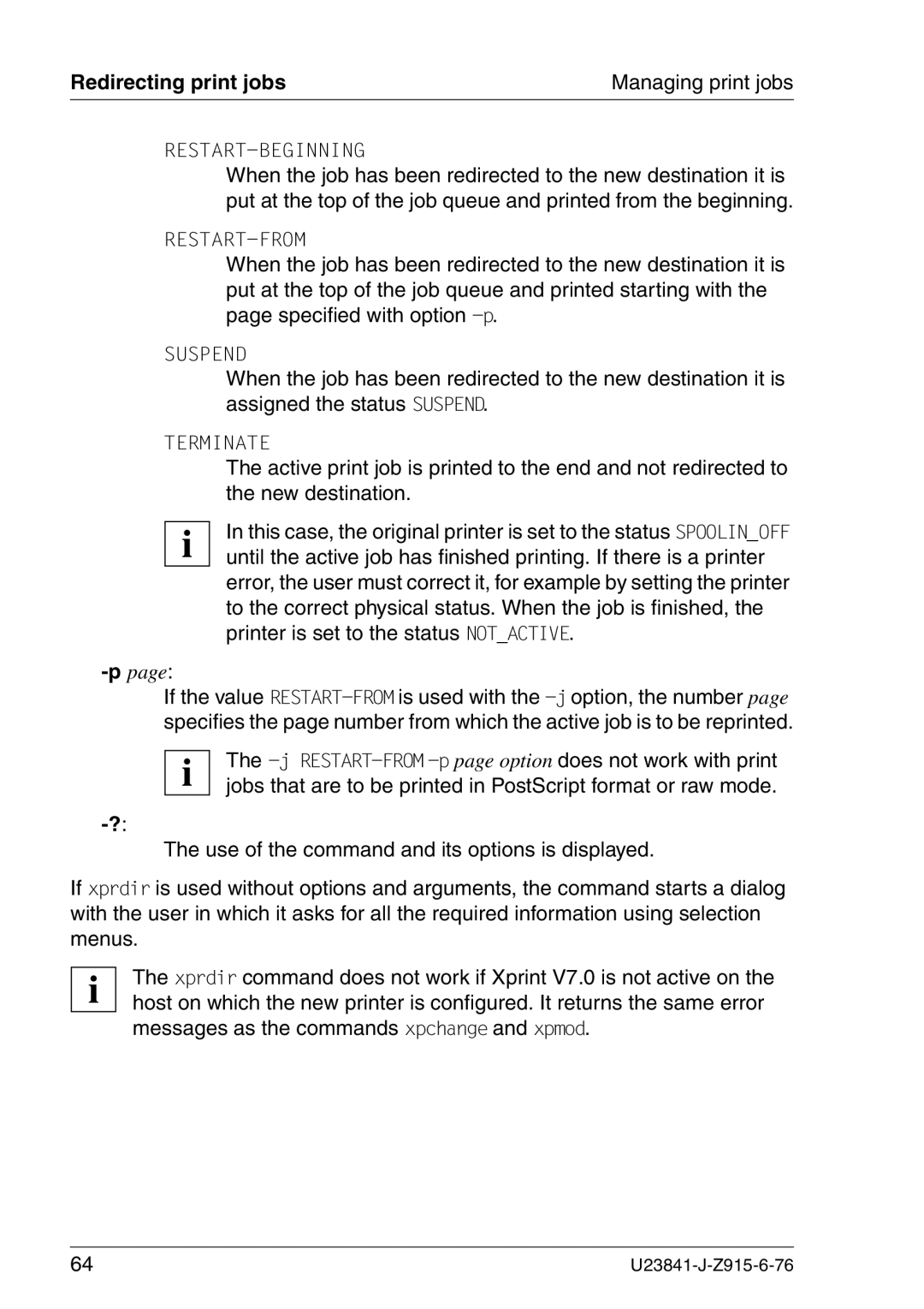 Mackie V7.0 manual Redirecting print jobs, Restart-Beginning 