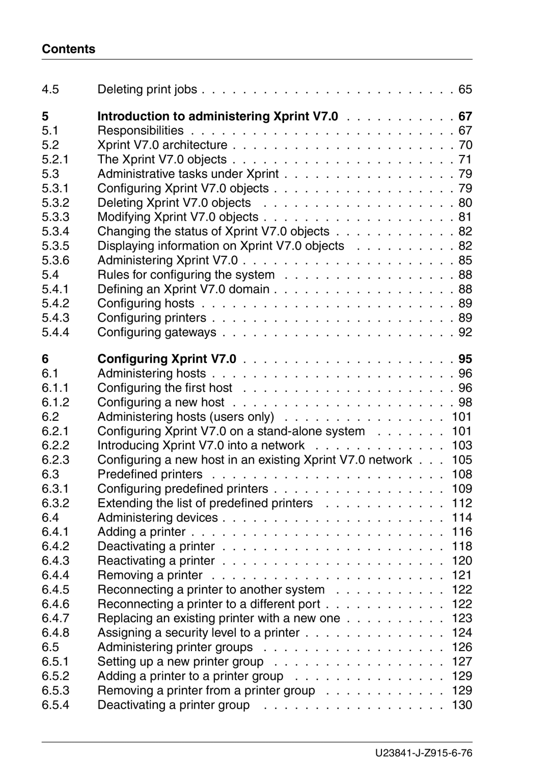 Mackie manual Contents, Deleting print jobs, Introduction to administering Xprint V7.0, Configuring Xprint V7.0, 122 