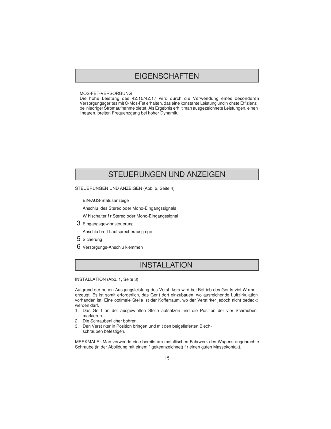 Macrom 42.26, 42.24 owner manual Steuerungen UND Anzeigen, Mos-Fet-Versorgung 