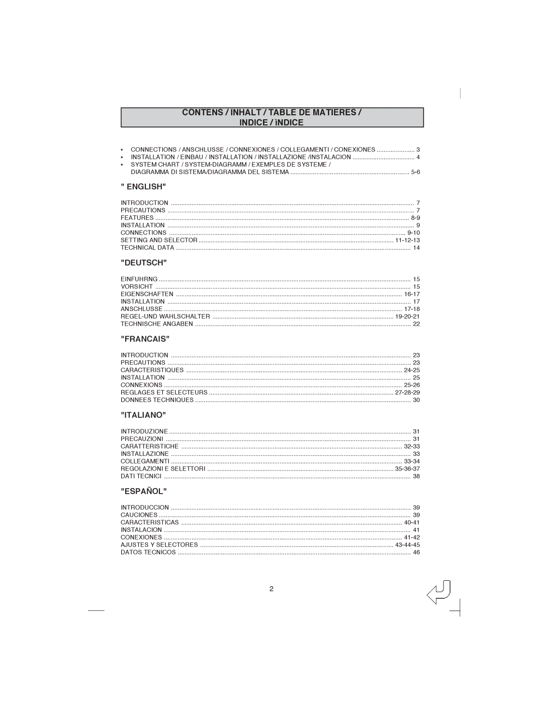 Macrom 44.07, 44.05 owner manual Contens / Inhalt / Table DE Matieres 