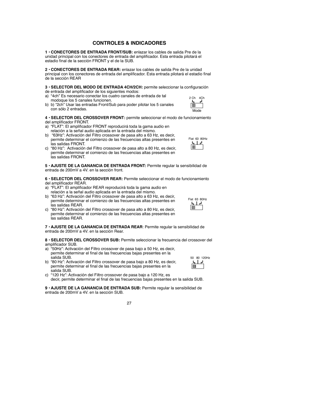 Macrom 45.40 owner manual Controles & Indicadores 