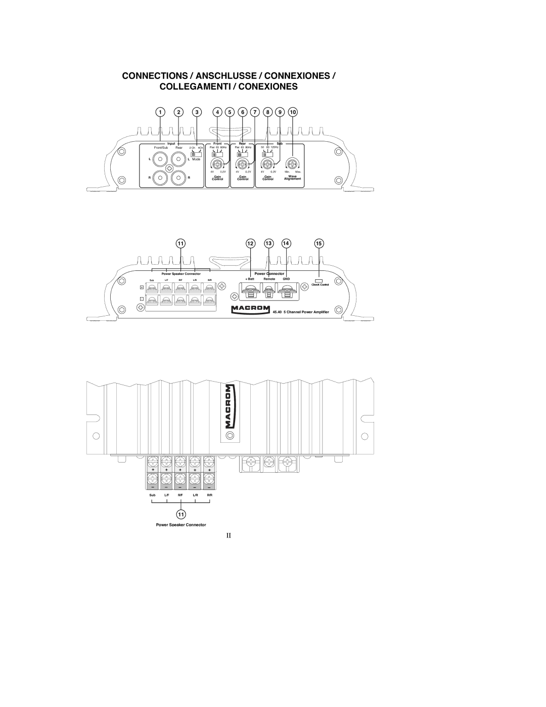 Macrom 45.40 owner manual Power Speaker Connector 