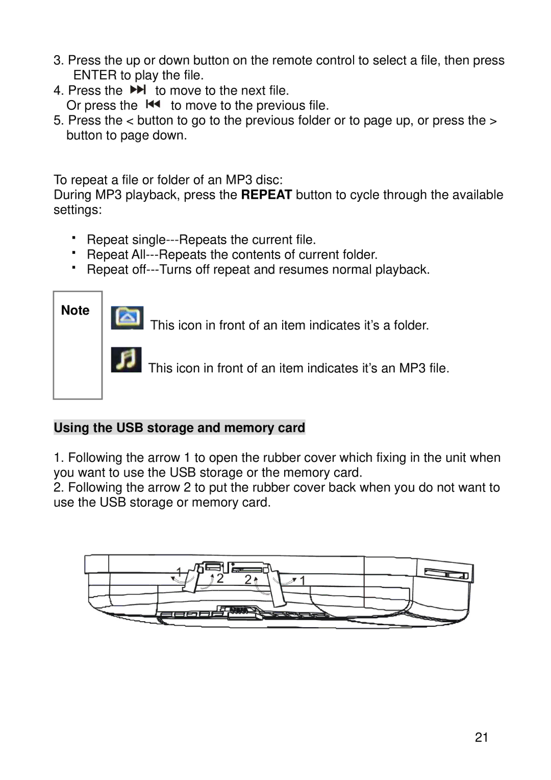 Macrom M-DVD902RV manual Using the USB storage and memory card 