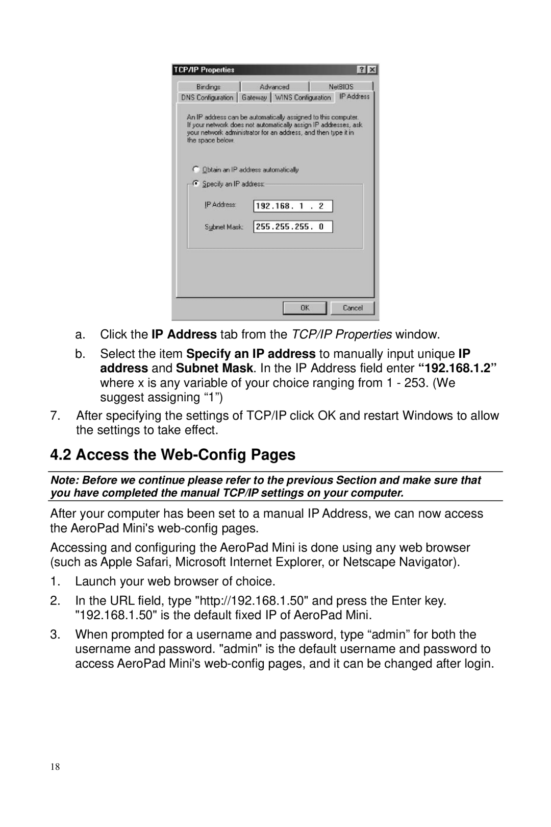 Macsense Connectivity AeroPad Mini user manual Access the Web-Config Pages 