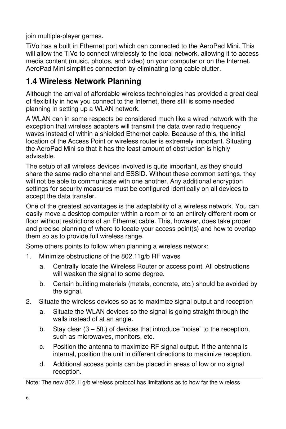 Macsense Connectivity AeroPad Mini user manual Wireless Network Planning 