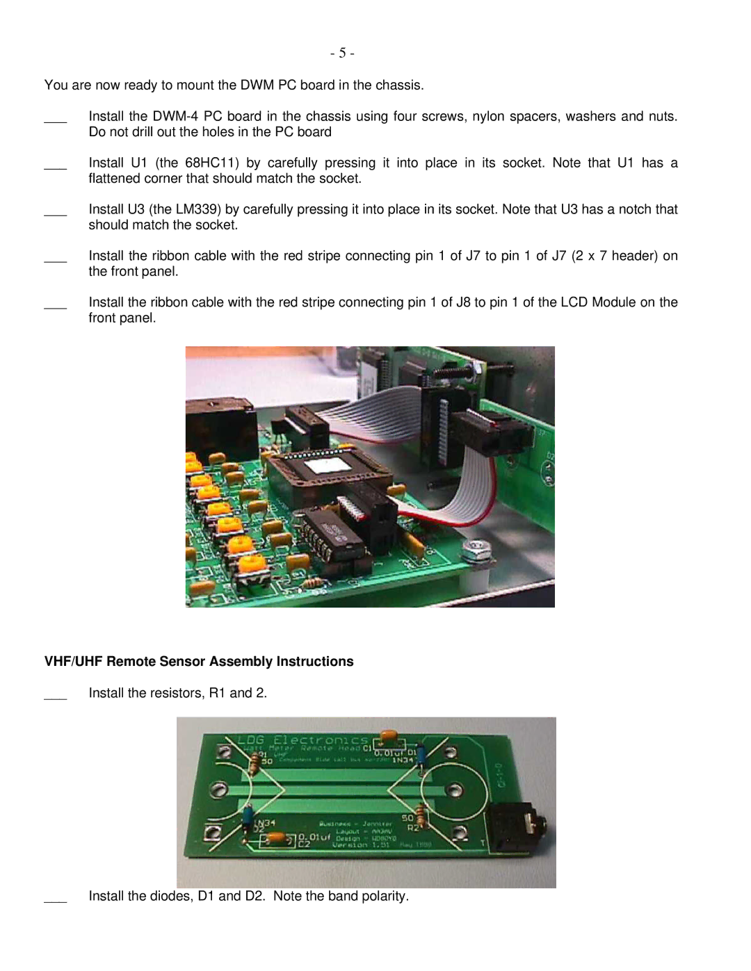 Macsense Connectivity DWM-4 manual VHF/UHF Remote Sensor Assembly Instructions 