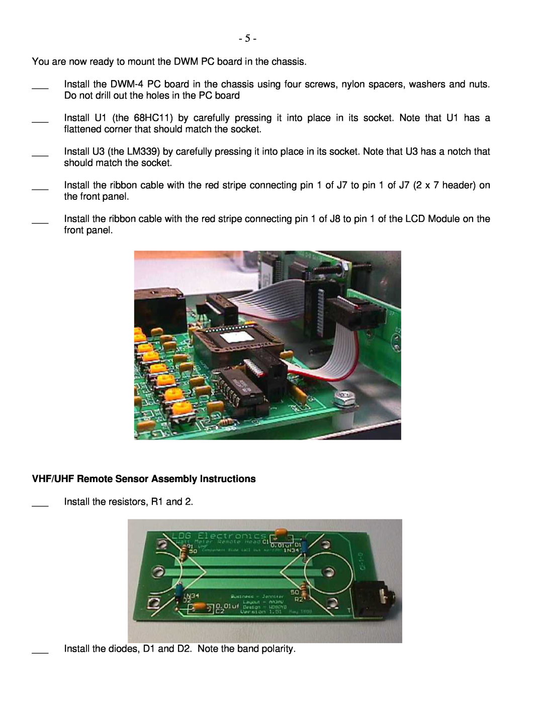 Macsense Connectivity DWM-4 manual VHF/UHF Remote Sensor Assembly Instructions 