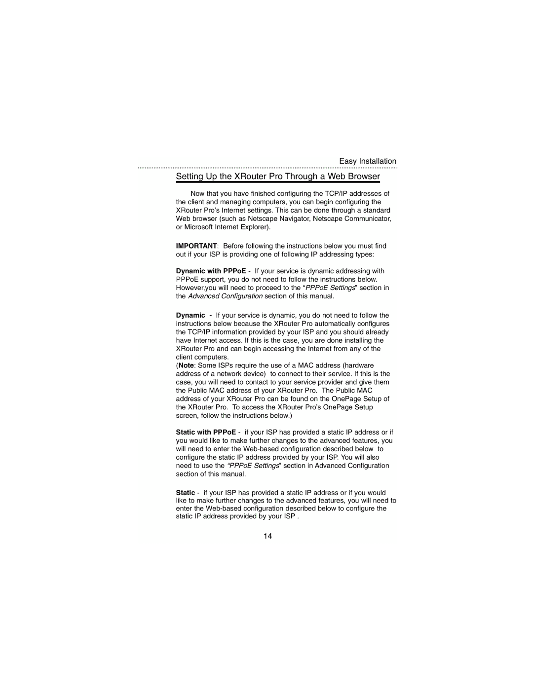 Macsense Connectivity MIH-130 user manual Setting Up the XRouter Pro Through a Web Browser 