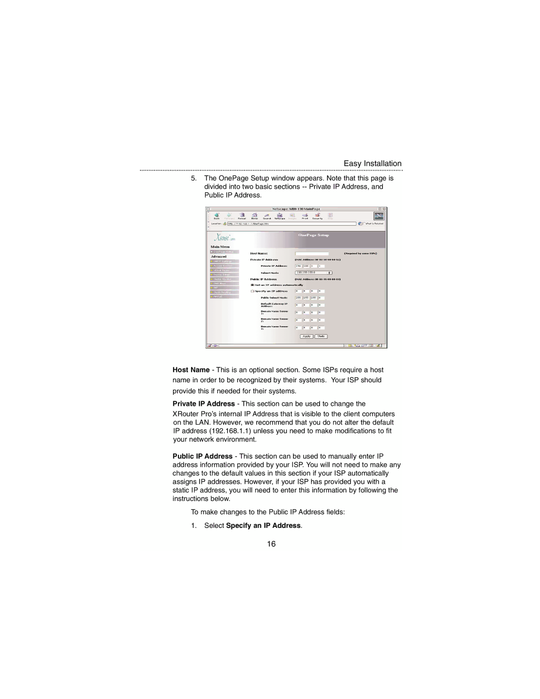 Macsense Connectivity MIH-130 user manual Select Specify an IP Address 