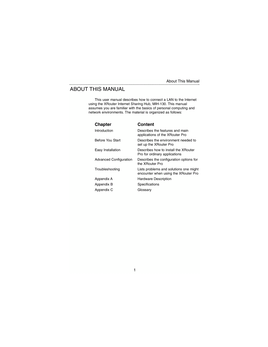 Macsense Connectivity MIH-130 user manual About this Manual, Chapter Content 