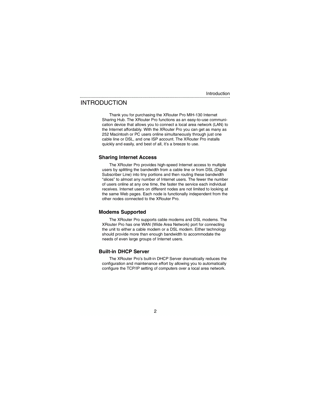 Macsense Connectivity MIH-130 user manual Introduction, Sharing Internet Access 