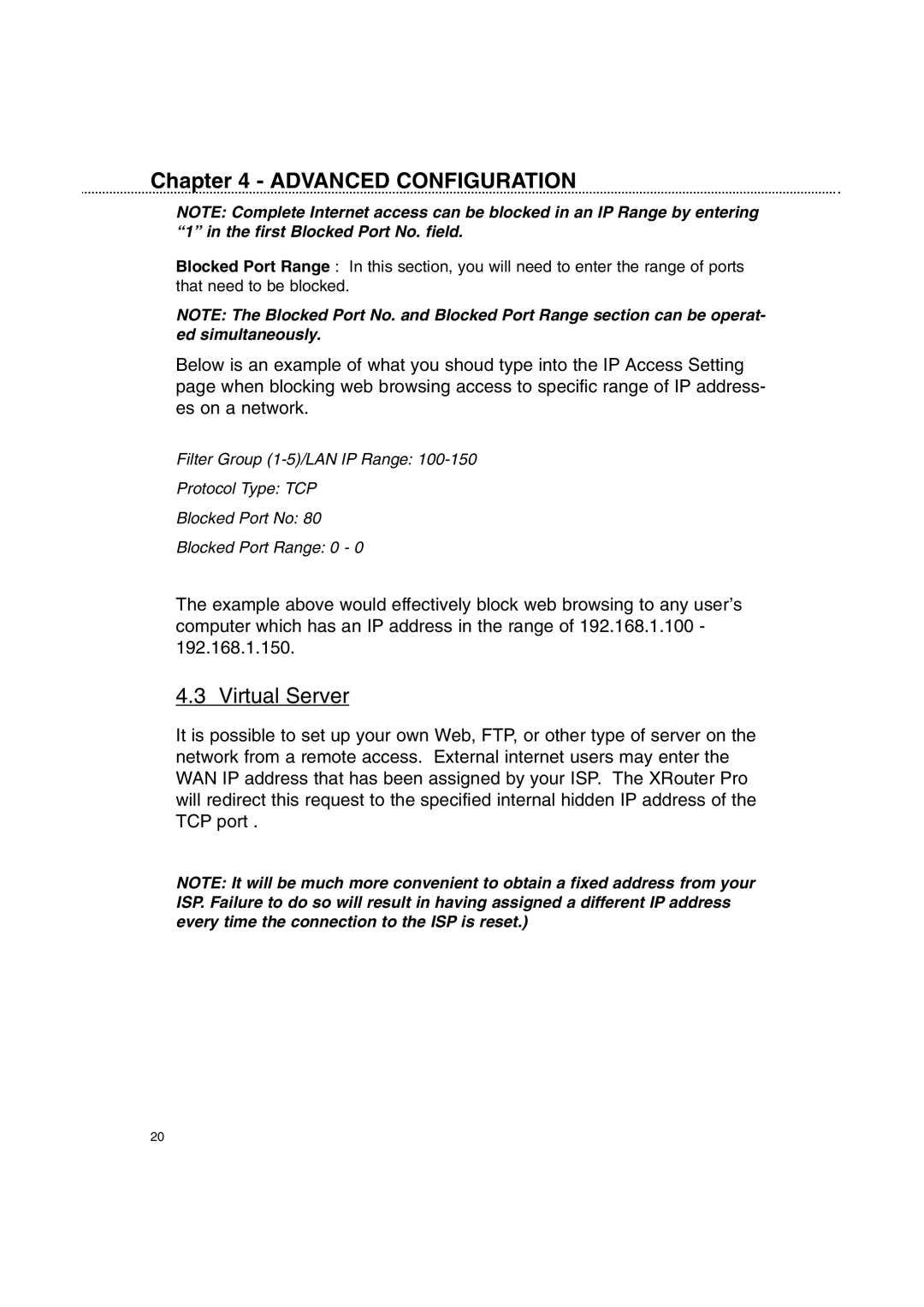 Macsense Connectivity XRouter Pro user manual Virtual Server 