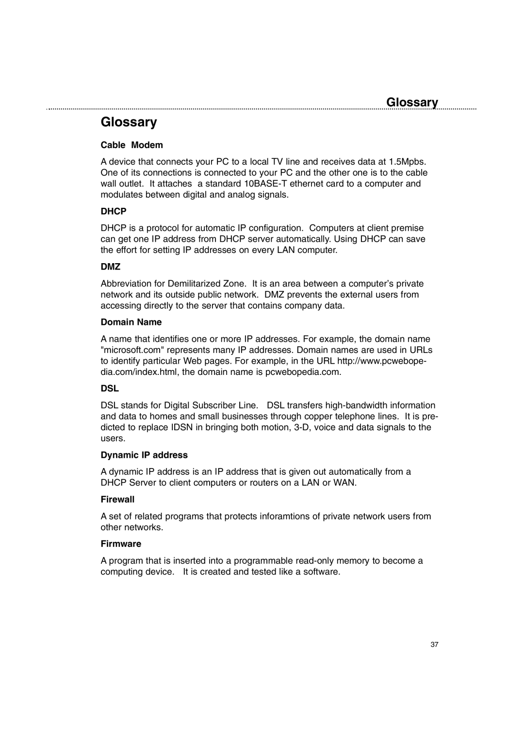 Macsense Connectivity XRouter Pro user manual Glossary, Cable Modem 