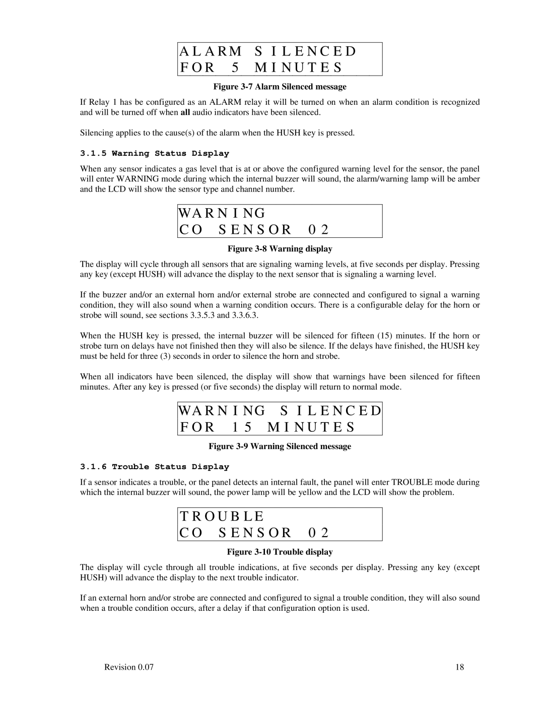 Macurco DVP-120 operating instructions R 5 M I N U T E S, WA R N I N G F O R 1, Trouble Status Display 