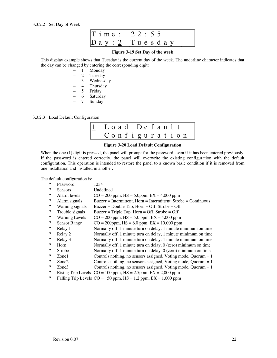 Macurco DVP-120 operating instructions M e 2 2 5 Y 2 T u e s d a y, O a d D e Fault C o n f i g u r a t i o n 