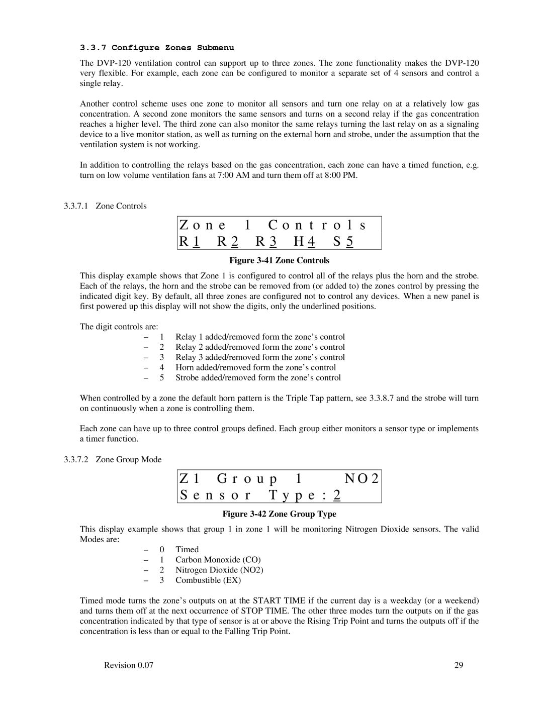 Macurco DVP-120 operating instructions N e 1 C o n t r o l s R 2 R 3 H 4 S, O u p N s o r T y p e, Configure Zones Submenu 