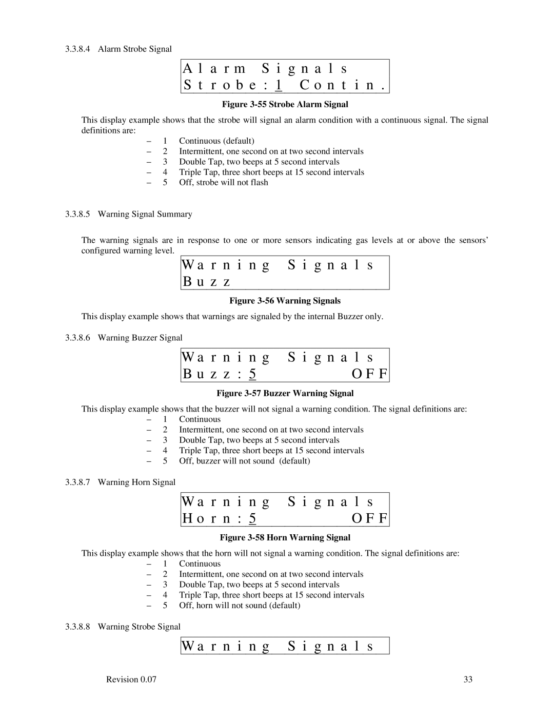 Macurco DVP-120 operating instructions M S i g n a l s, B e 1 C o n t i n, R n G S i g n a l s Z z, R n S i g n a l s Z z 