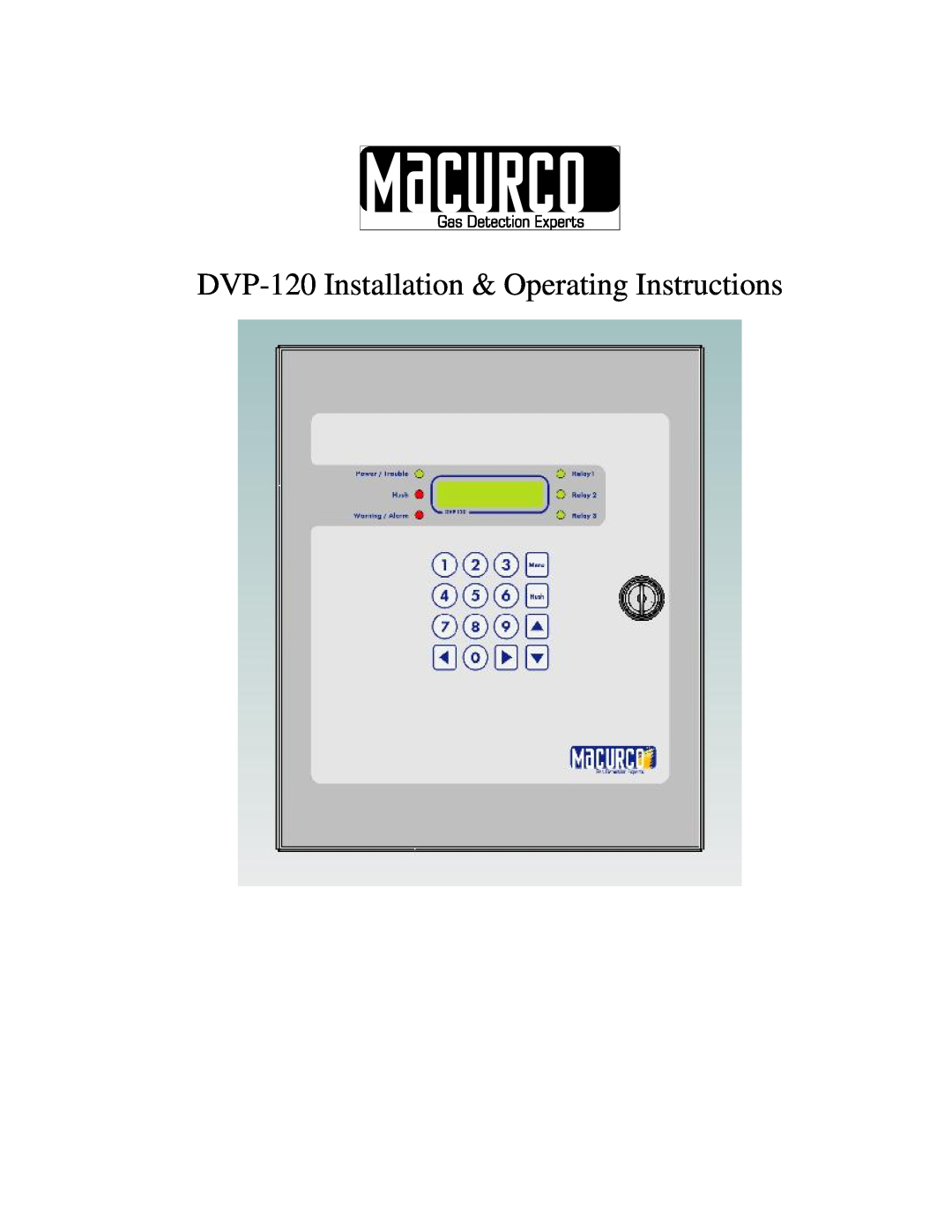 Macurco operating instructions DVP-120Installation & Operating Instructions 