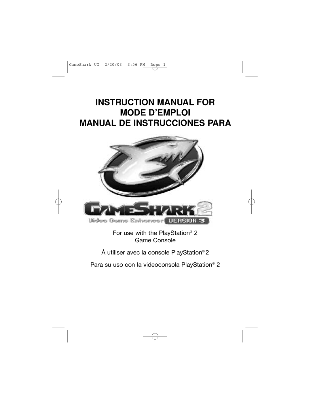 Mad Catz GameShark 2 instruction manual Mode D’EMPLOI Manual DE Instrucciones Para 