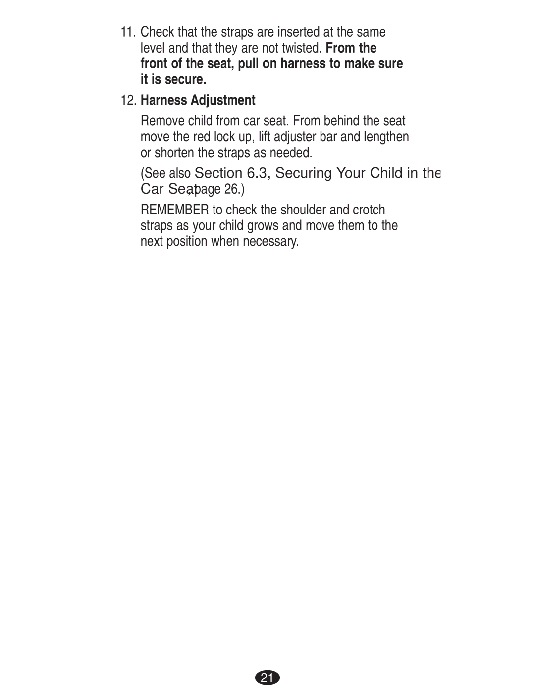 Mad Catz ISPB024CB owner manual Harness Adjustment, See also .3, Securing Your Child in the Car Seat 