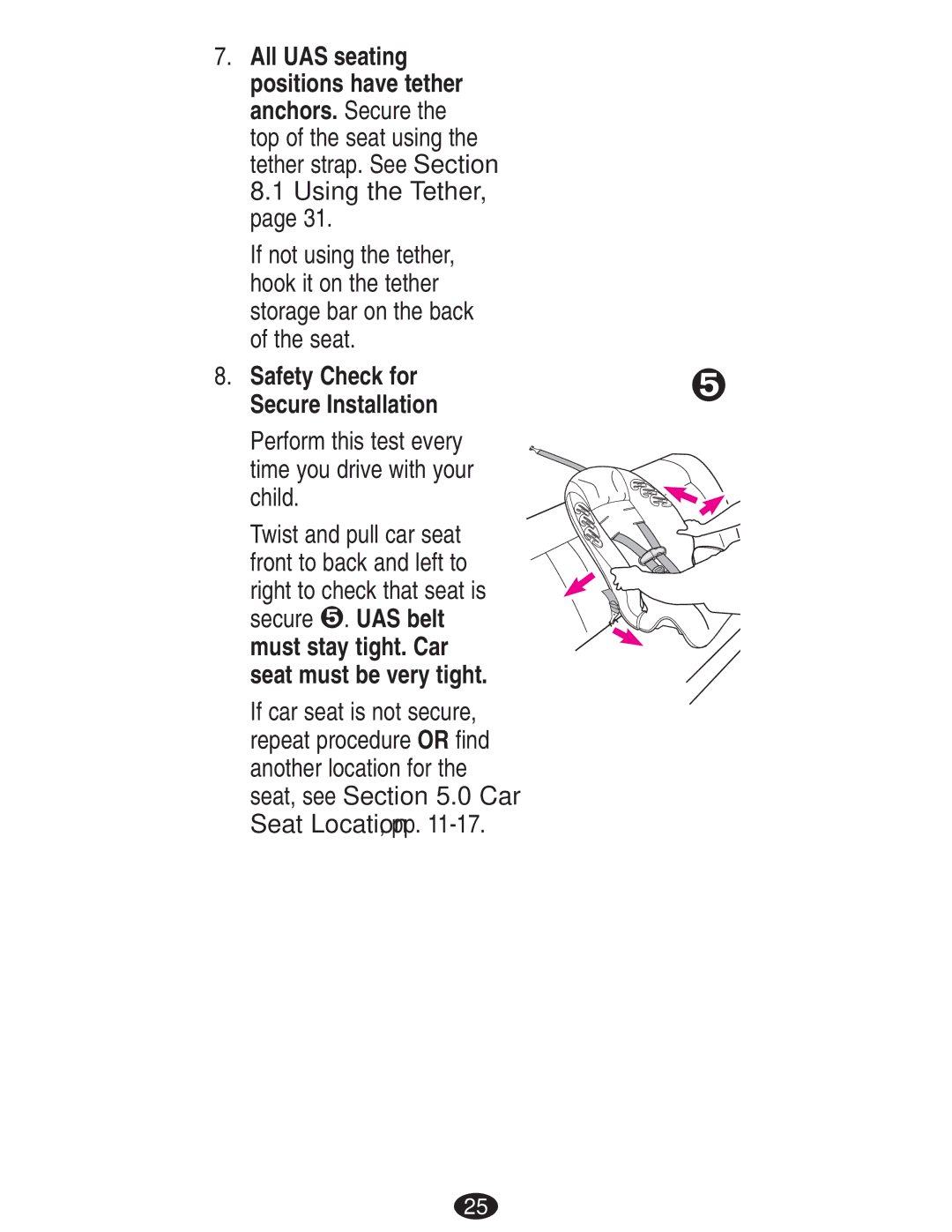 Mad Catz ISPB024CB owner manual All UAS seating Positions have tether, Safety Check for Secure Installation 