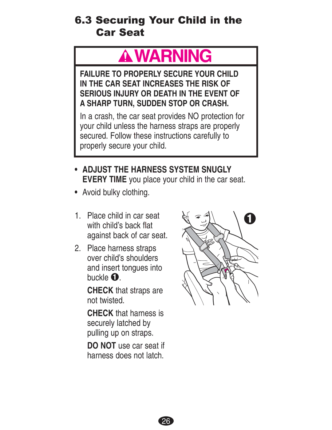 Mad Catz ISPB024CB owner manual Securing Your Child in the Car Seat, Check that straps are not twisted 