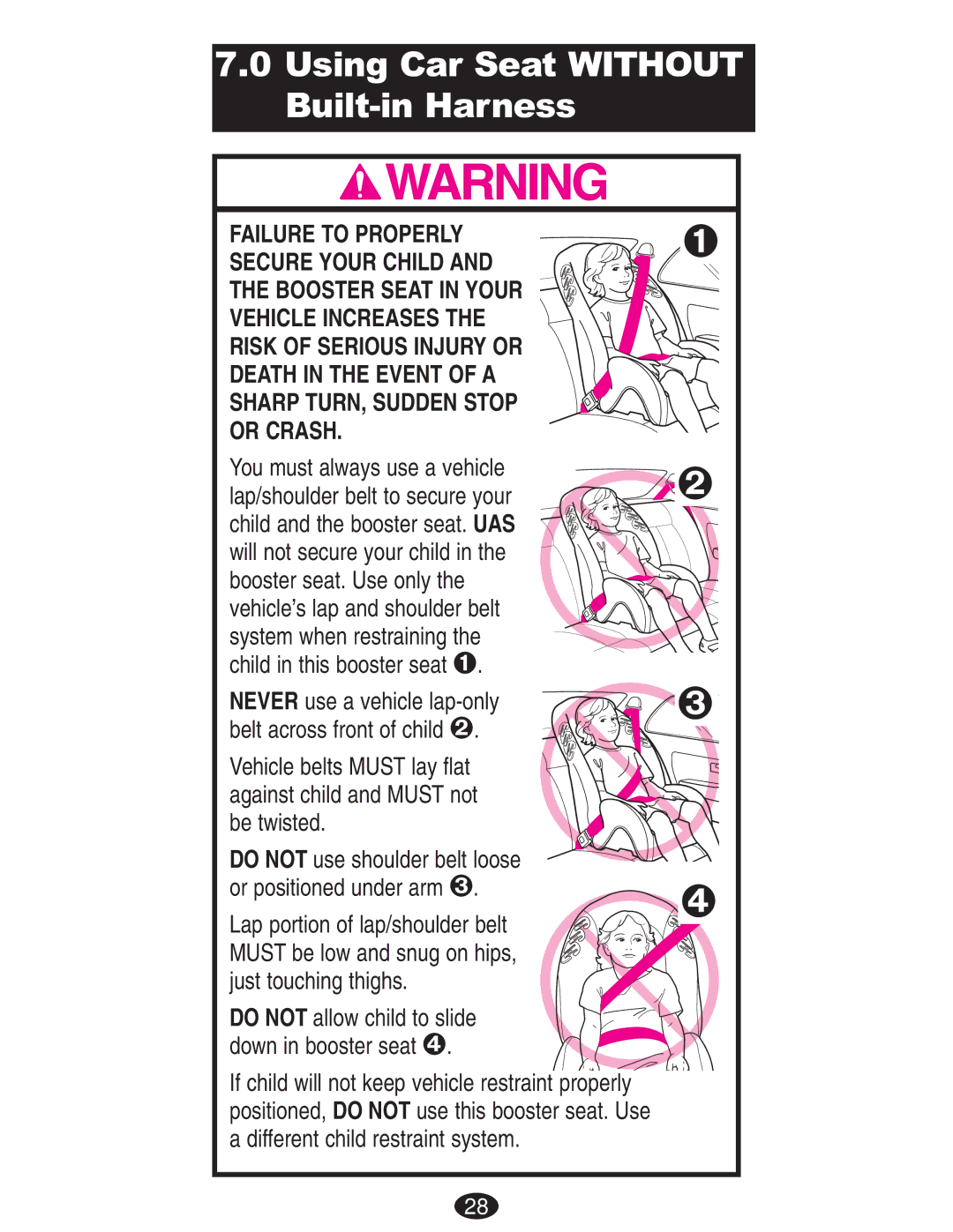 Mad Catz ISPB024CB owner manual Using Car Seat Without Built-in Harness 