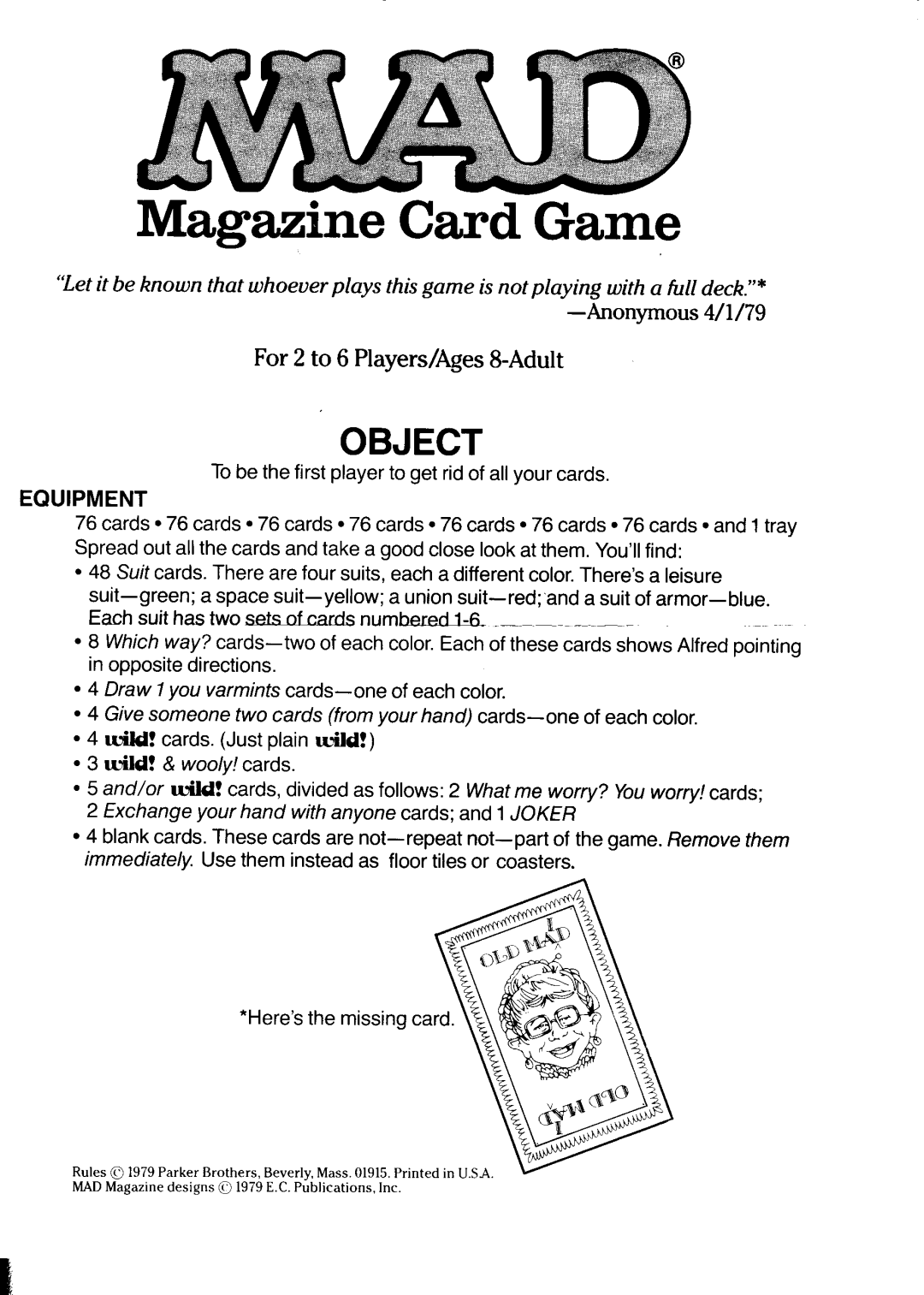 Mad Catz Magazine Card Game manual 