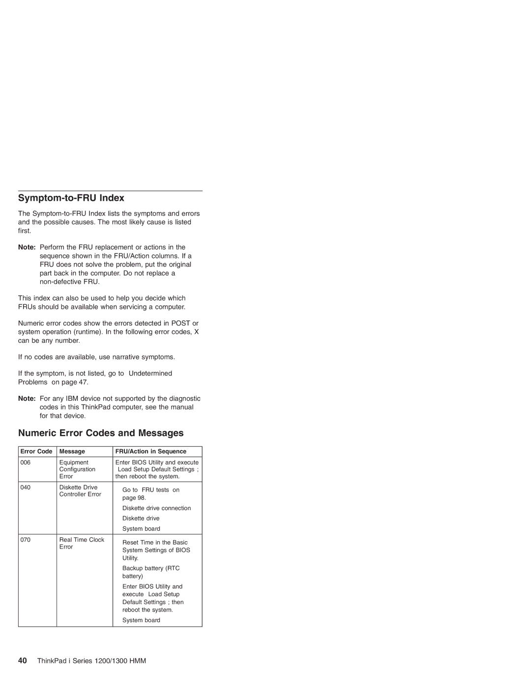 Madge Networks 1300, 1200 manual Symptom-to-FRU Index, Numeric Error Codes and Messages 