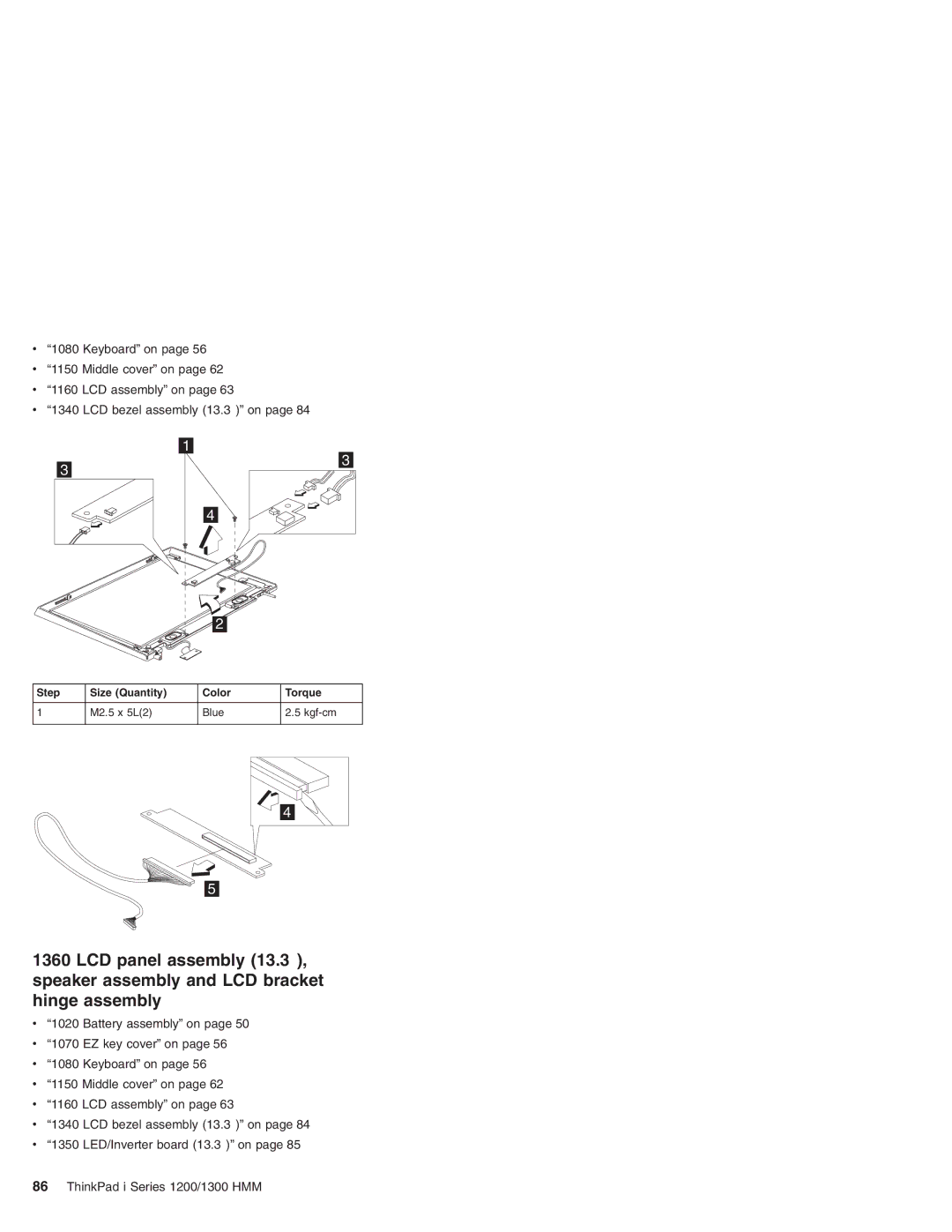 Madge Networks 1300, 1200 manual Step Size Quantity Color Torque 