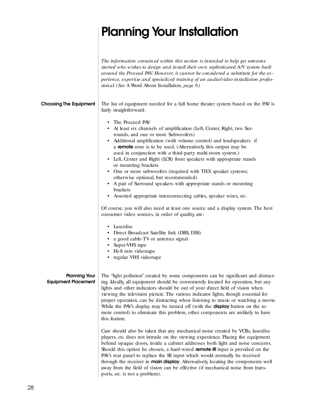 Madrigal Imaging Audio/Video Preamplifier manual Planning Your Installation 