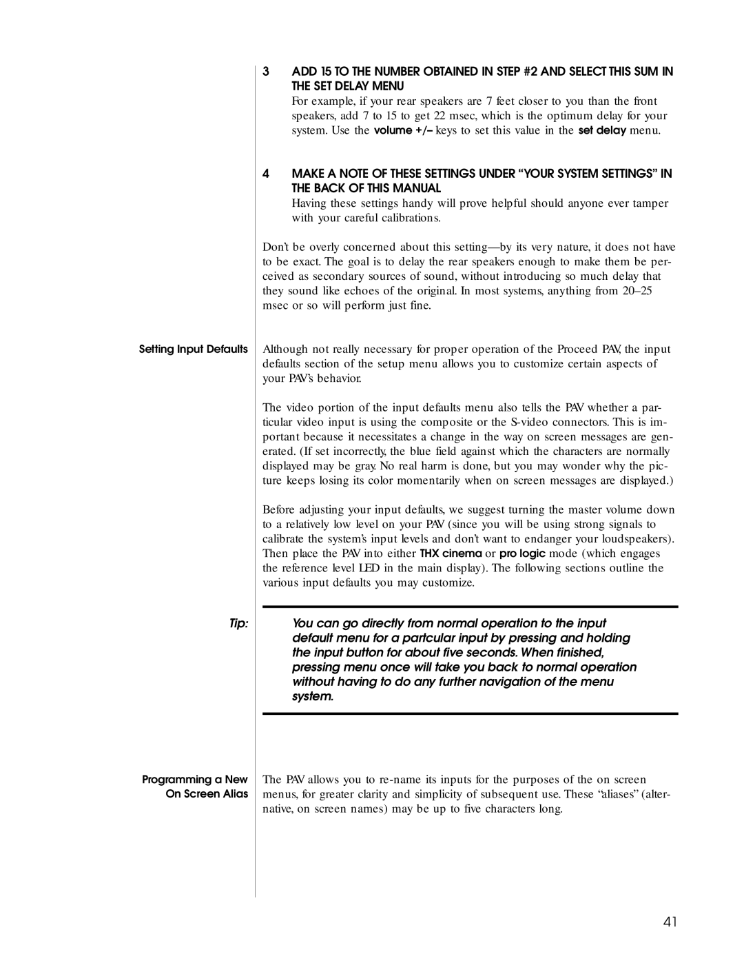 Madrigal Imaging Audio/Video Preamplifier manual Setting Input Defaults 