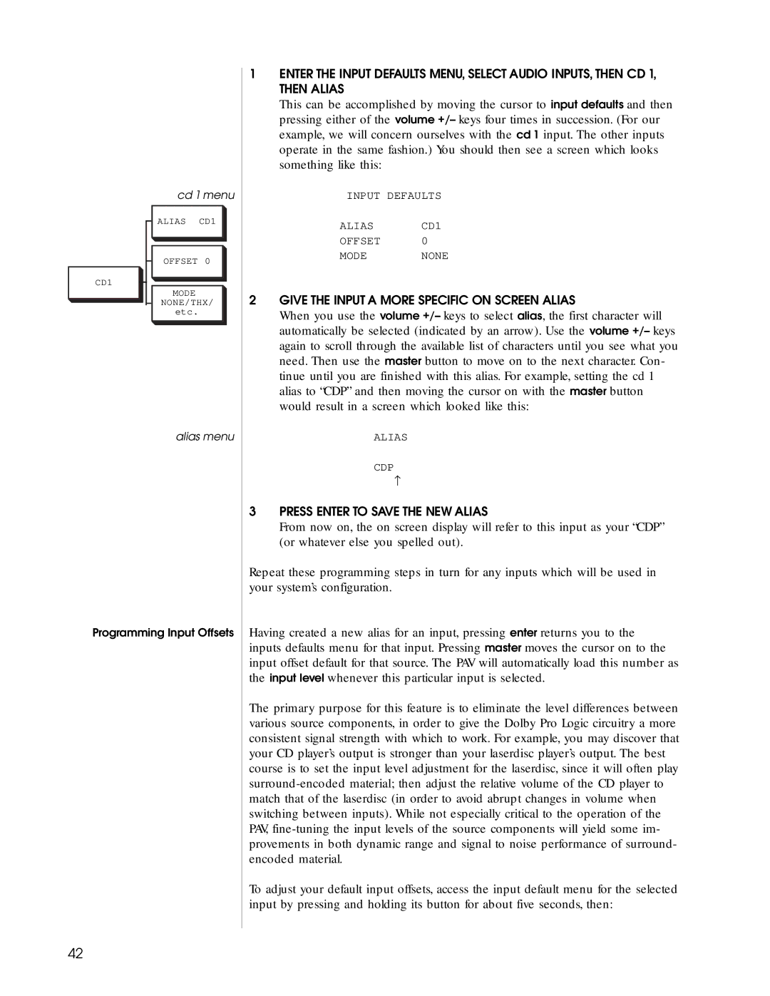 Madrigal Imaging Audio/Video Preamplifier manual Give the Input a More Specific on Screen Alias 