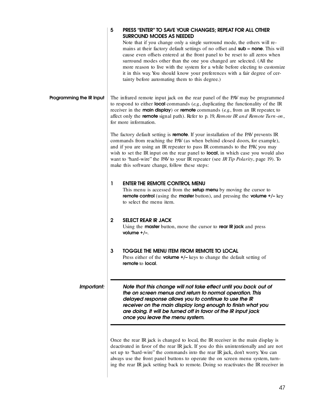 Madrigal Imaging Audio/Video Preamplifier manual Enter the Remote Control Menu 