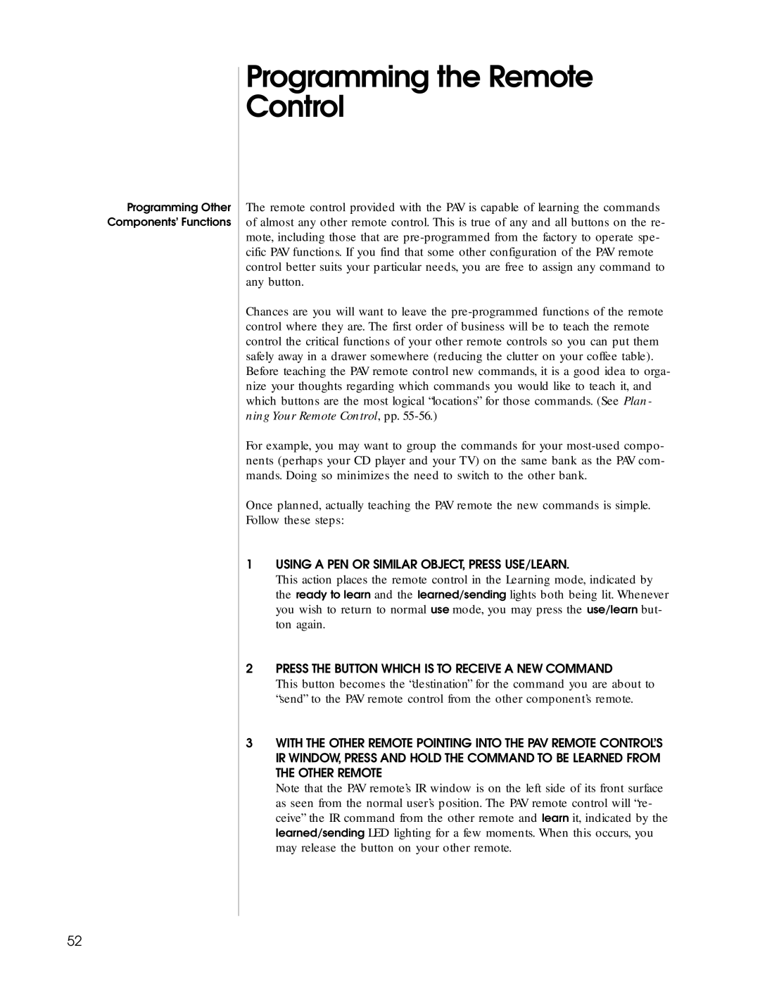 Madrigal Imaging Audio/Video Preamplifier manual Programming the Remote Control 