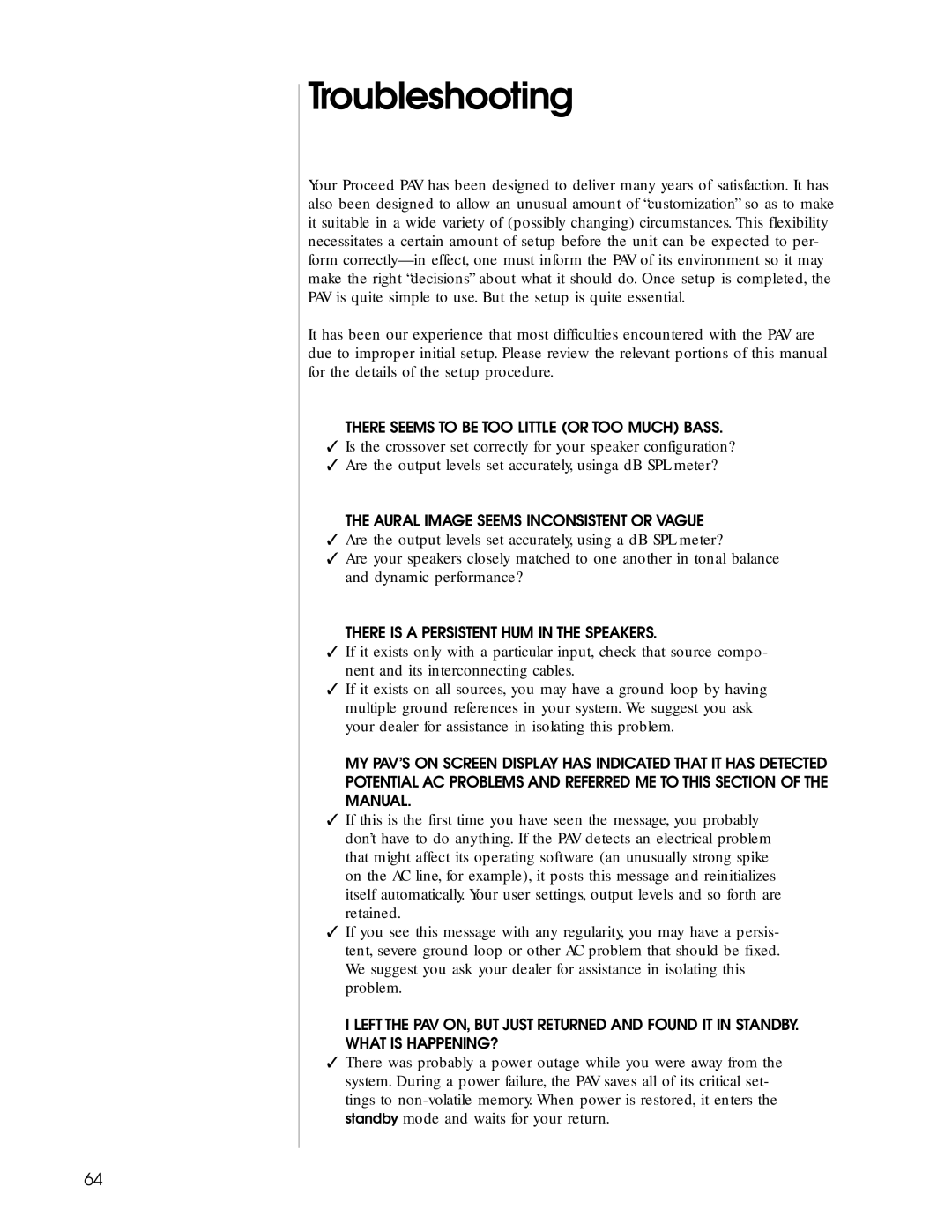 Madrigal Imaging Audio/Video Preamplifier manual Troubleshooting 