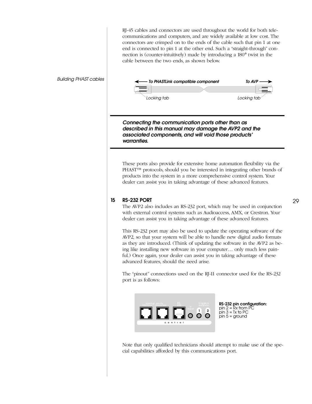 Madrigal Imaging AVP2 owner manual 15 RS-232 Port 