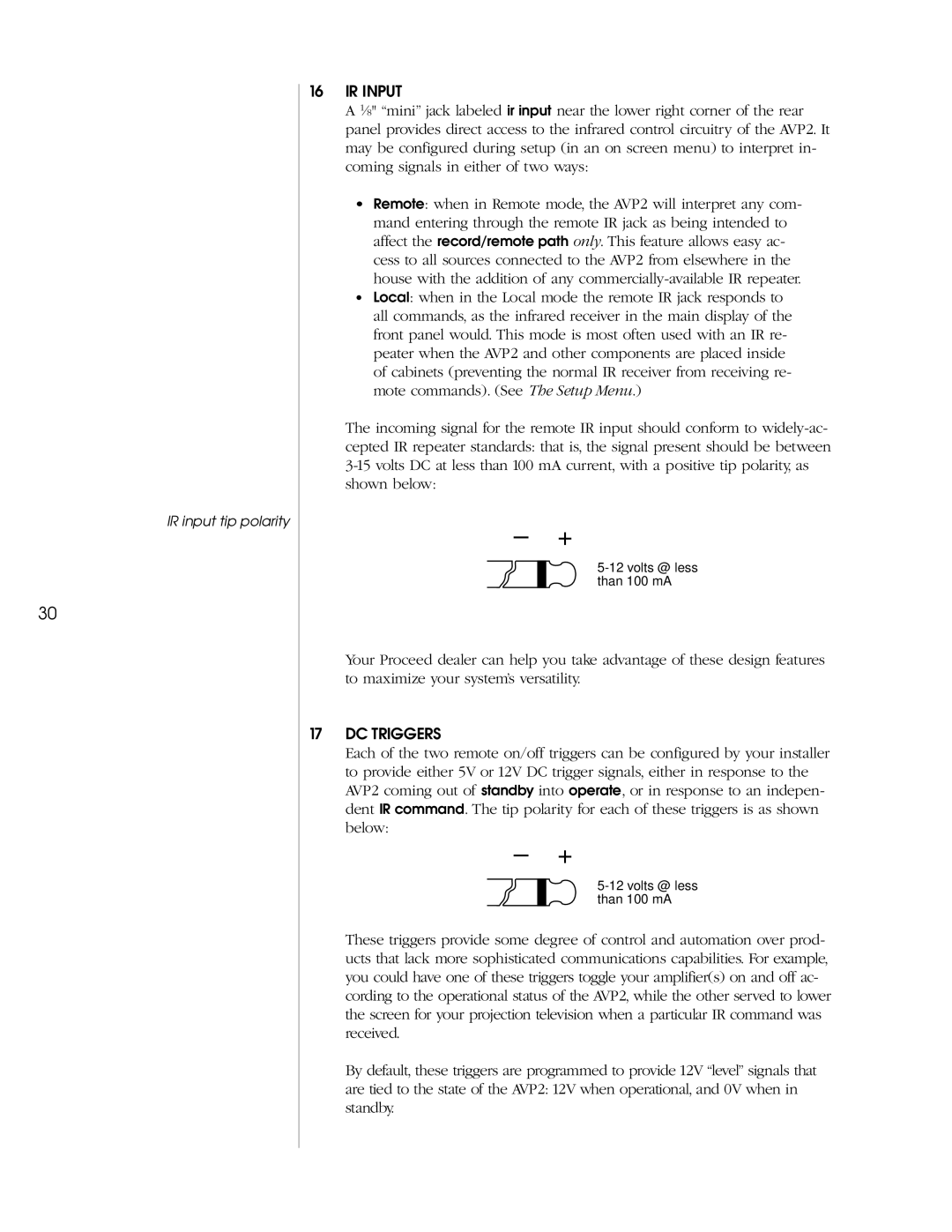 Madrigal Imaging AVP2 owner manual IR Input 