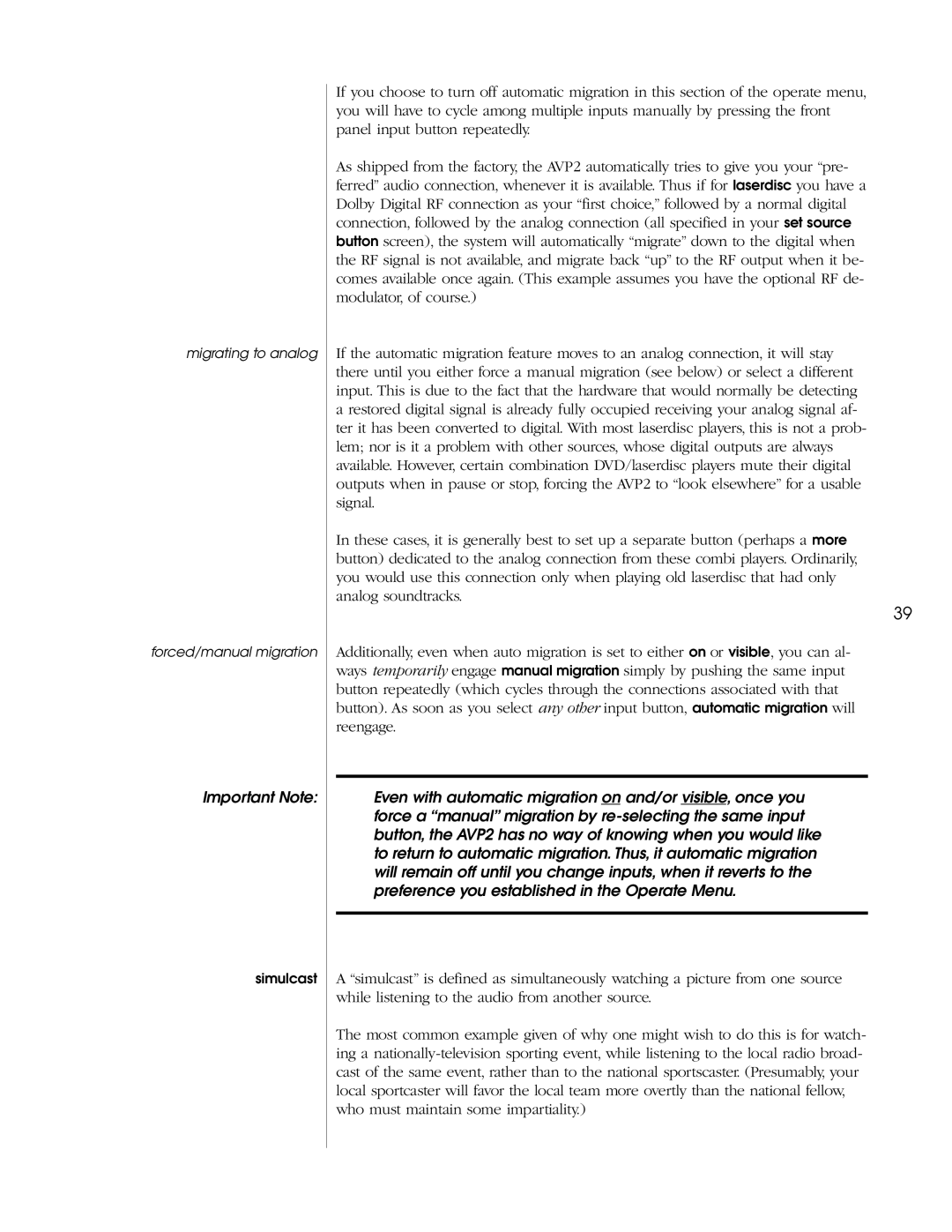 Madrigal Imaging AVP2 owner manual Important Note 