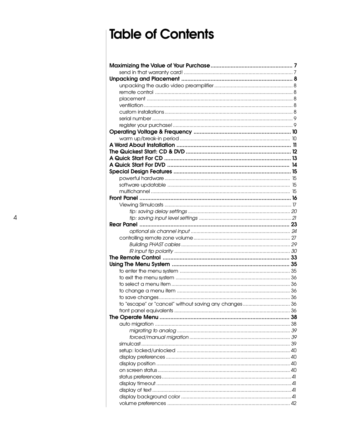 Madrigal Imaging AVP2 owner manual Table of Contents 