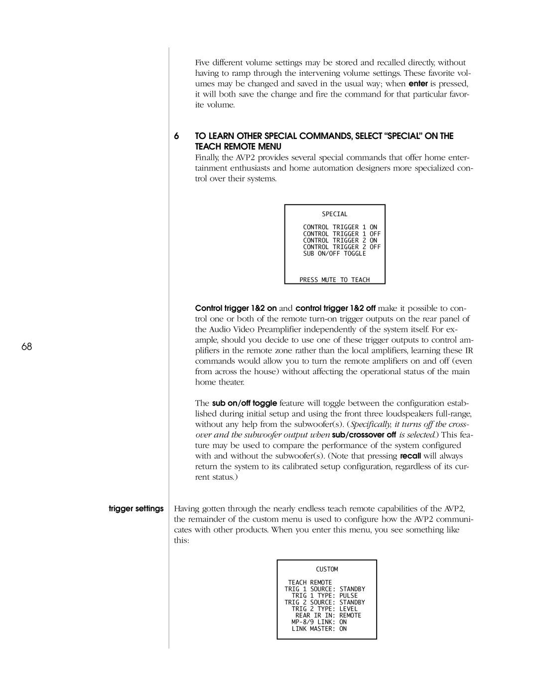 Madrigal Imaging AVP2 owner manual Trigger settings 