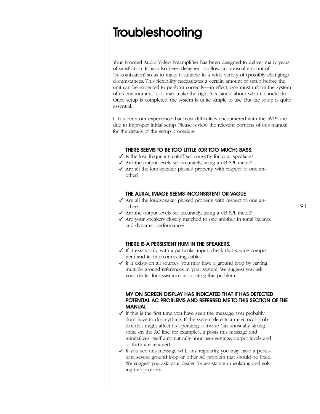 Madrigal Imaging AVP2 owner manual Troubleshooting 