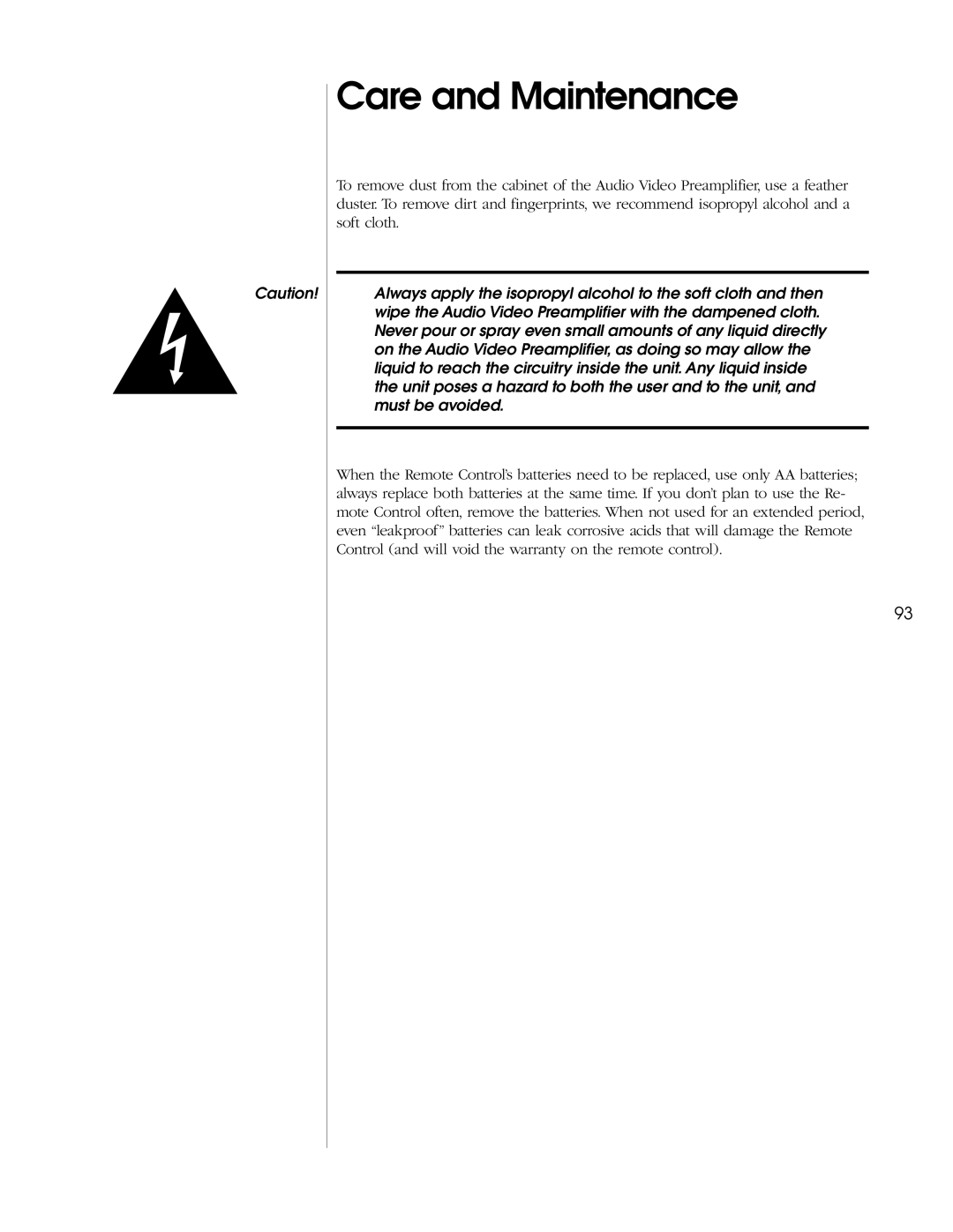 Madrigal Imaging AVP2 owner manual Care and Maintenance 