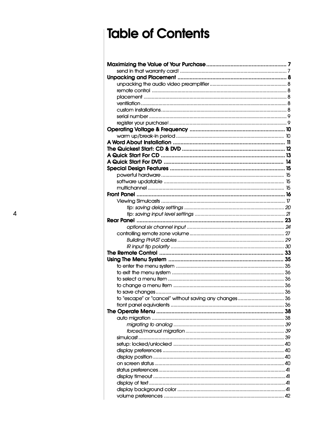 Madrigal Imaging AVP2 owner manual Table of Contents 