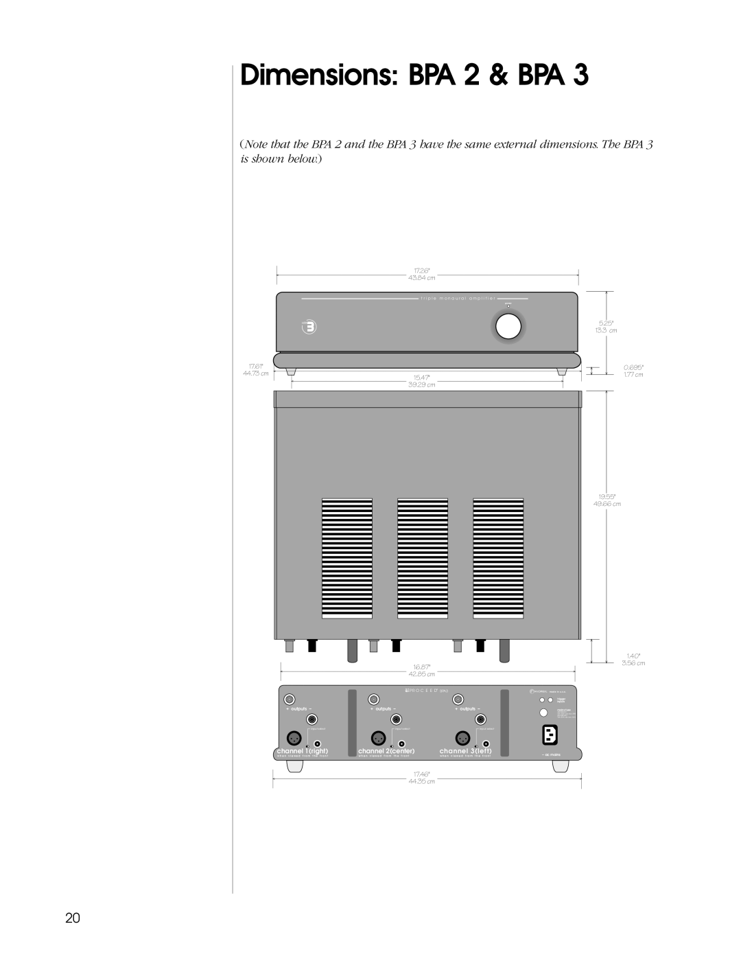 Madrigal Imaging BPA 3 manual Dimensions BPA 2 & BPA, 16.87 